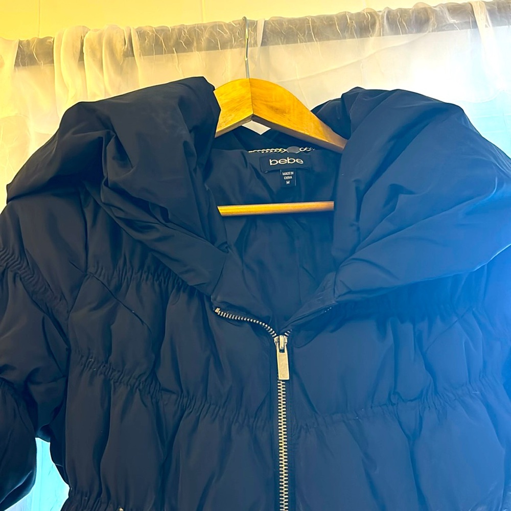 Bebe designer puffy down jacket with hood